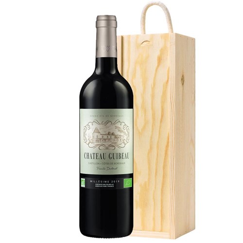 Chateau Guibeau Bordeaux Wine 75cl Red Wine in Wooden Sliding lid Gift Box